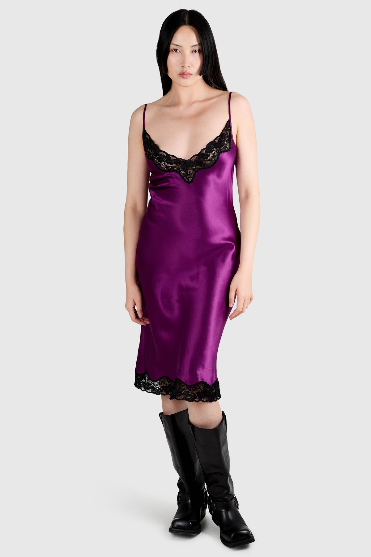Vintage 2000's Dsquared2 Purple Satin Slip Dress