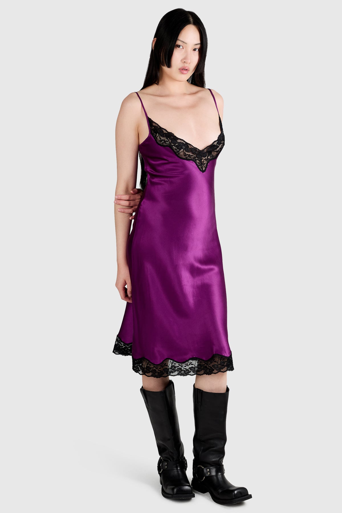 Vintage 2000's Dsquared2 Purple Satin Slip Dress