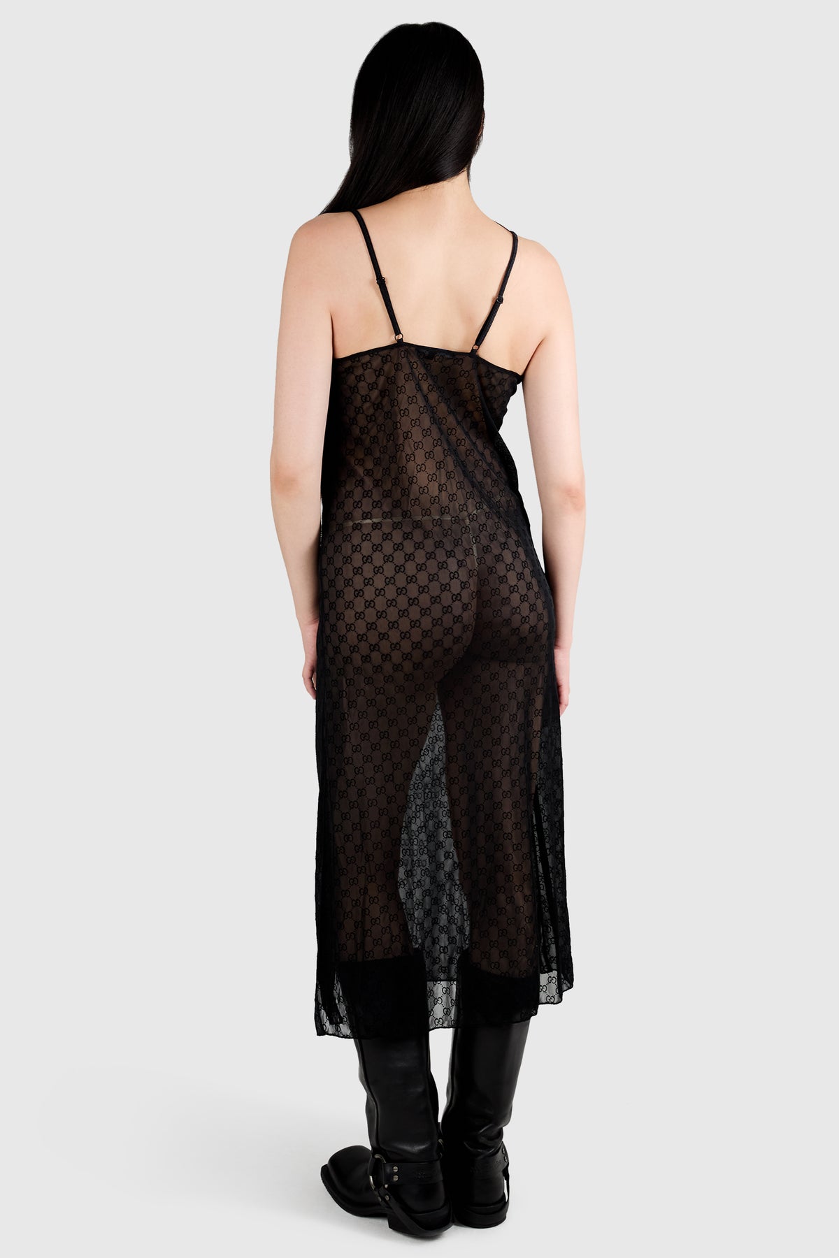 Vintage black Gucci GG LOGO Mesh dress