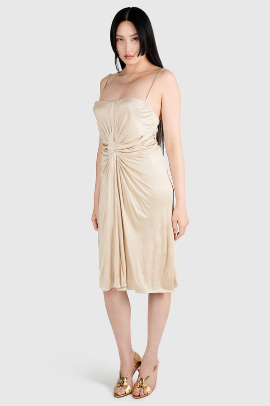 Vintage Christian Dior Resort 2007 Ecru Silk Jersey Dress