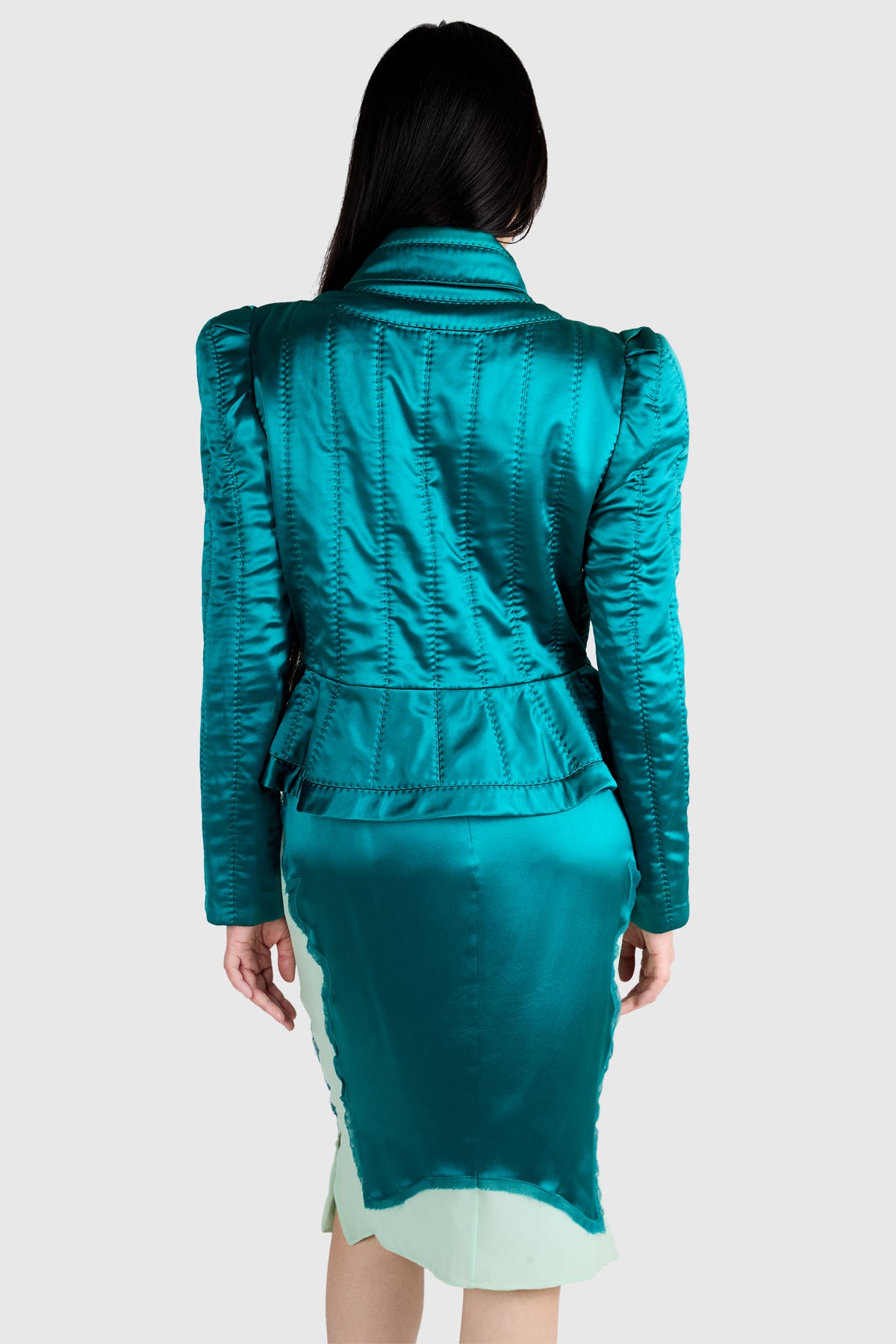 Vintage Yves Saint Laurent F/W 2004 Teal Silk Set