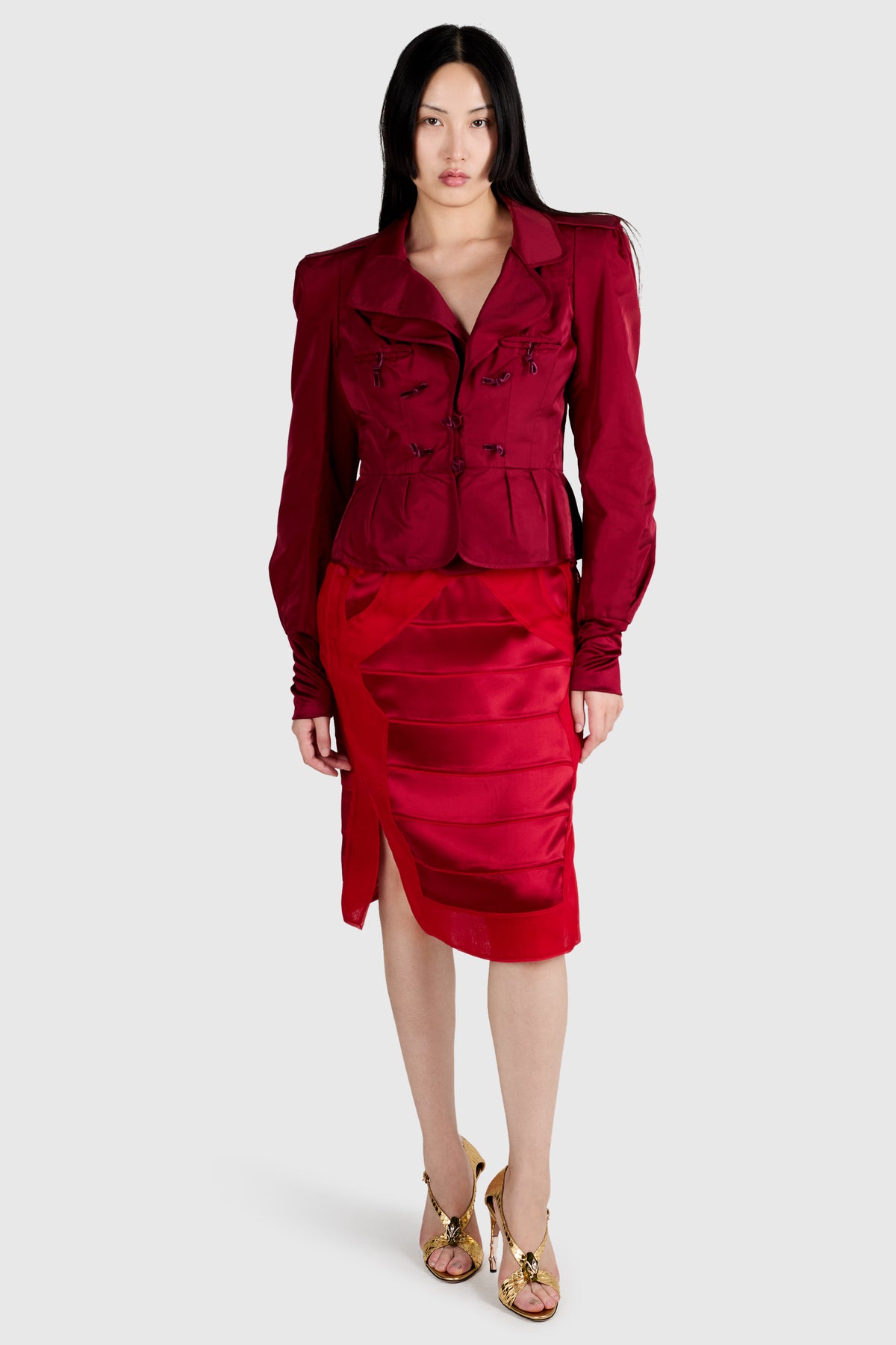 Vintage Yves Saint Laurent F/W 2004 Red Skirt Set