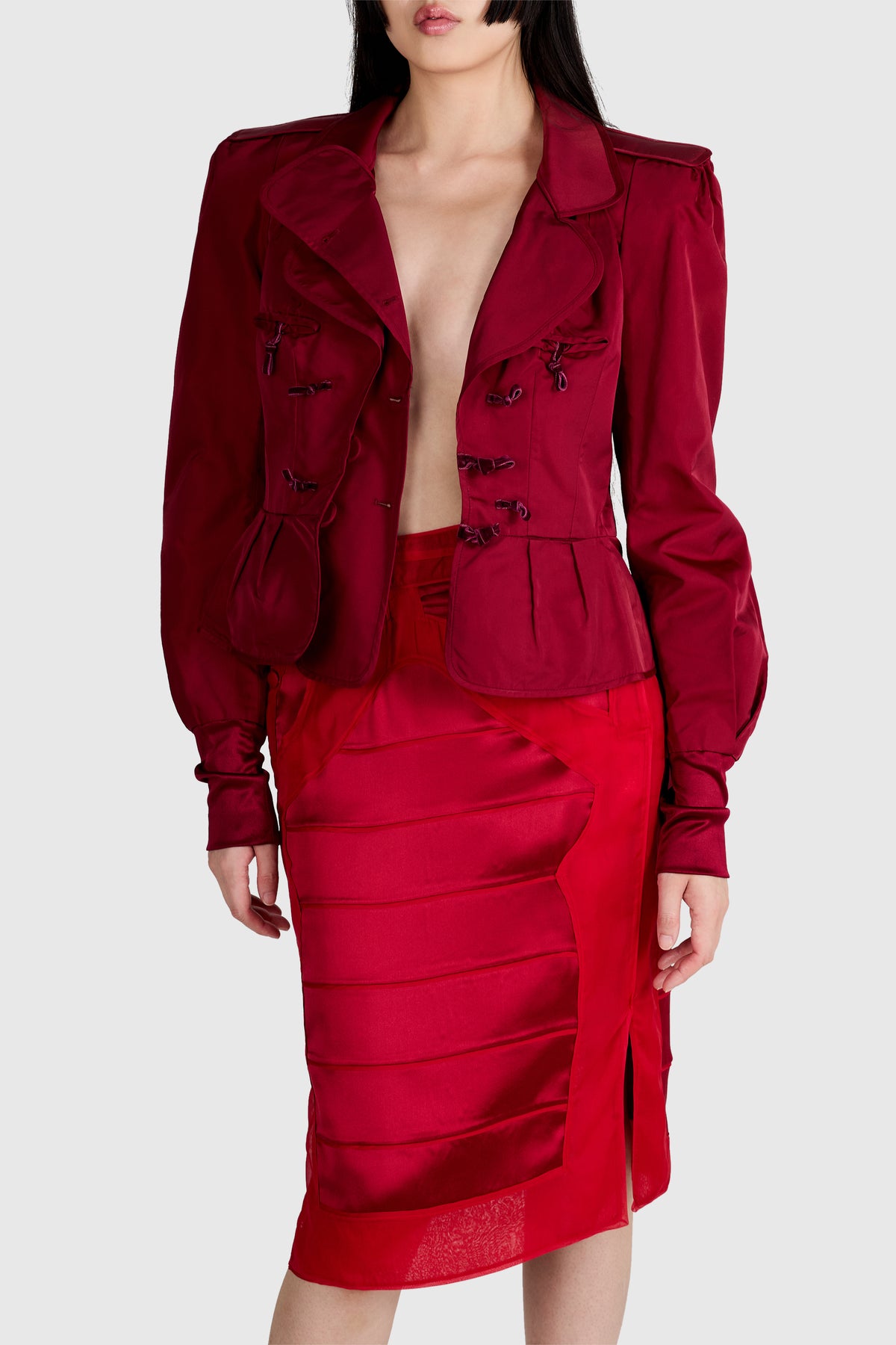 Vintage Yves Saint Laurent F/W 2004 Red Skirt Set
