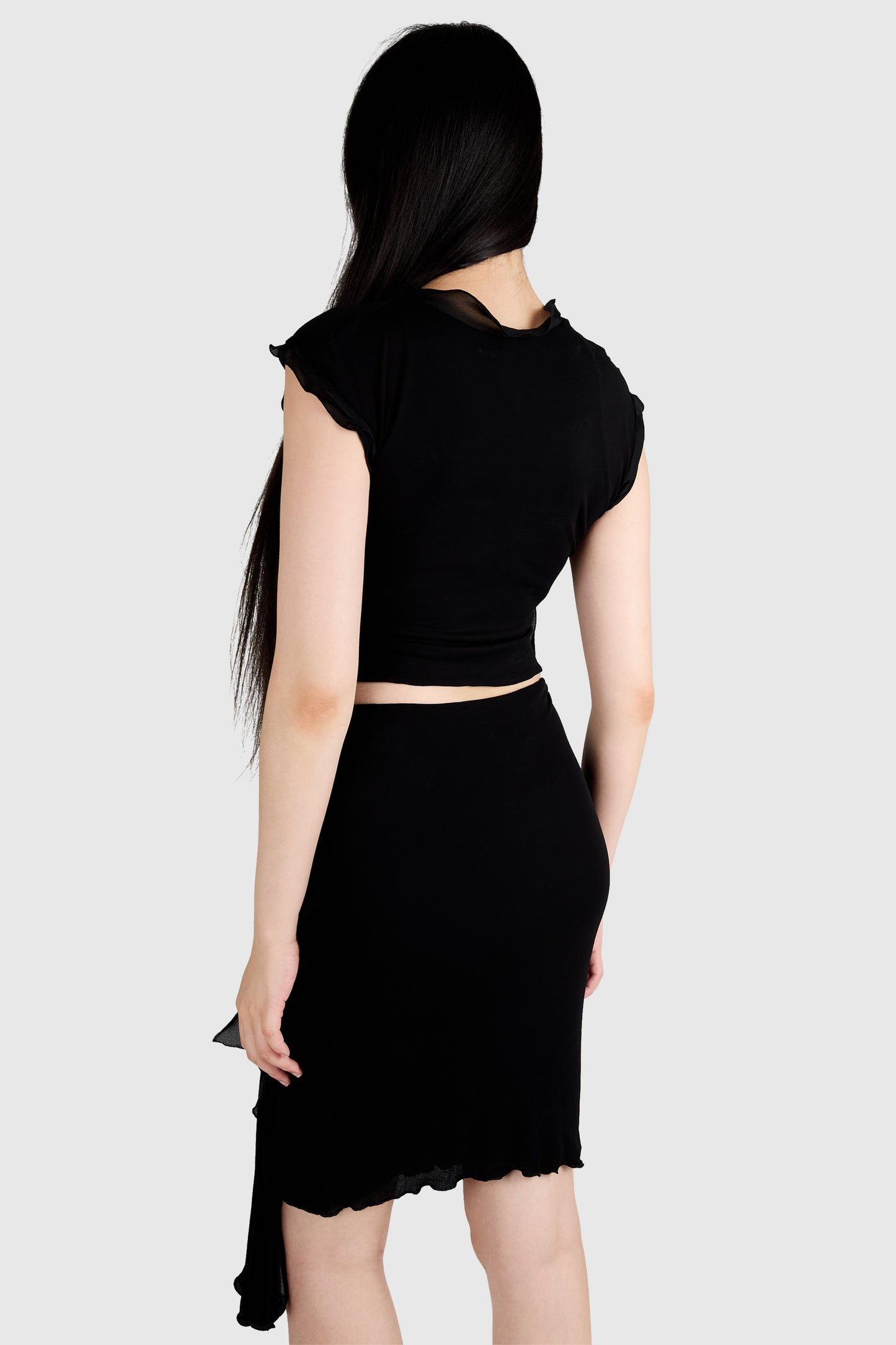 Vintage Yves Saint Laurent S/S 2004 Black Ruffled Skirt Set