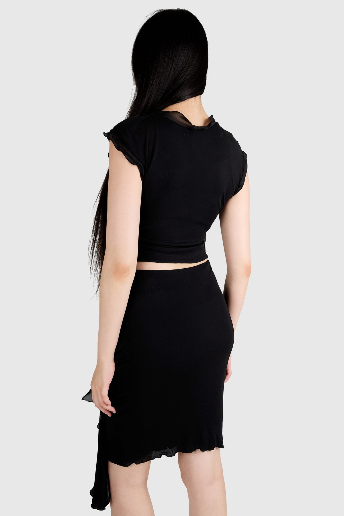 Vintage Yves Saint Laurent S/S 2004 Black Ruffled Skirt Set