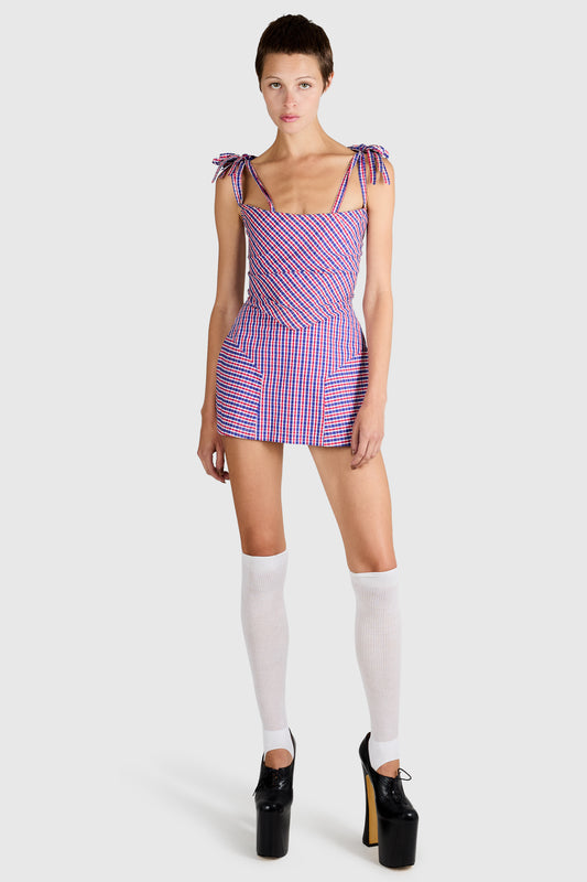 Vintage Vivienne Westwood S/S 1994 Plaid Print Corset Skirt Set