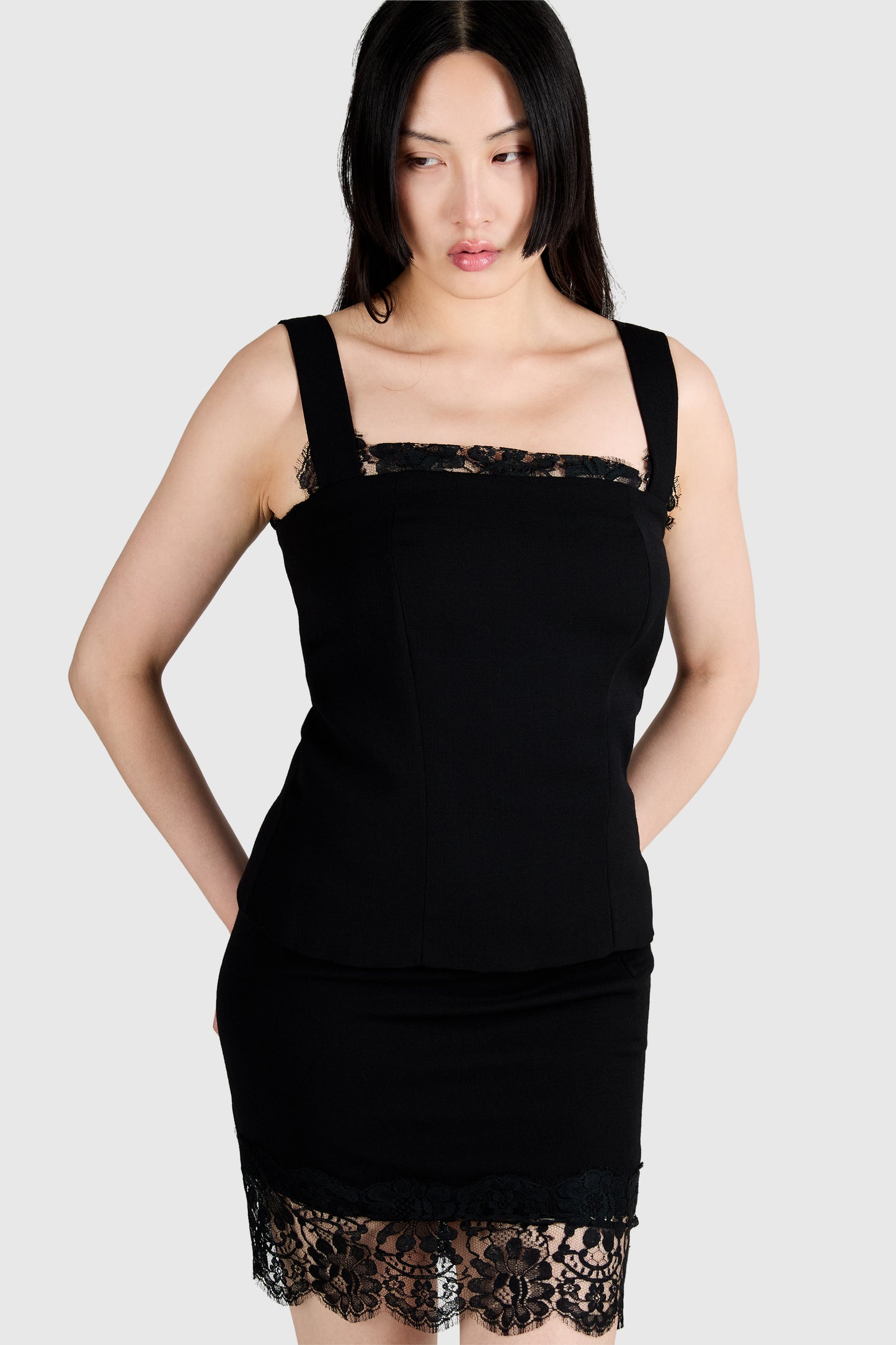 Vintage Yves Saint Laurent F/W 1994 Black Skirt Lace Set