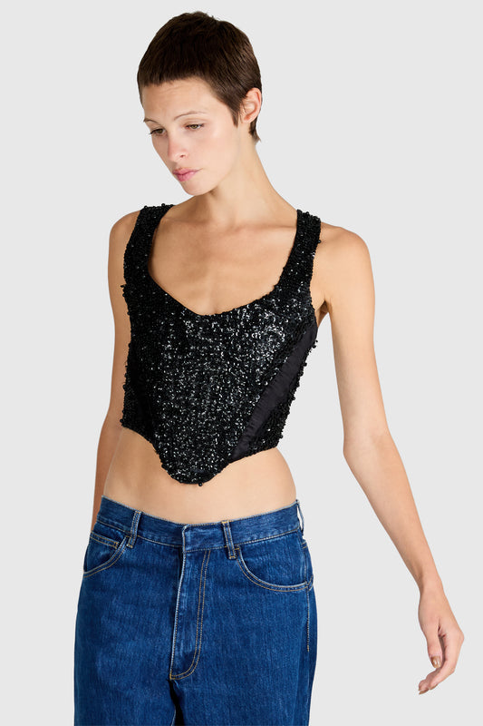 Vintage Helen Storrey Black Beaded Corset