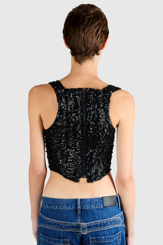 Vintage Helen Storrey Black Beaded Corset