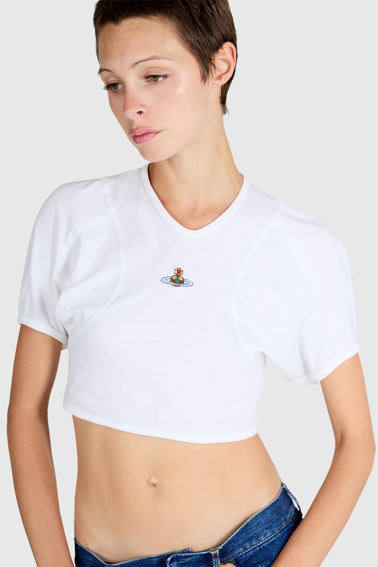 Vivienne Westwood 2000's White Orb Cropped T-shirt