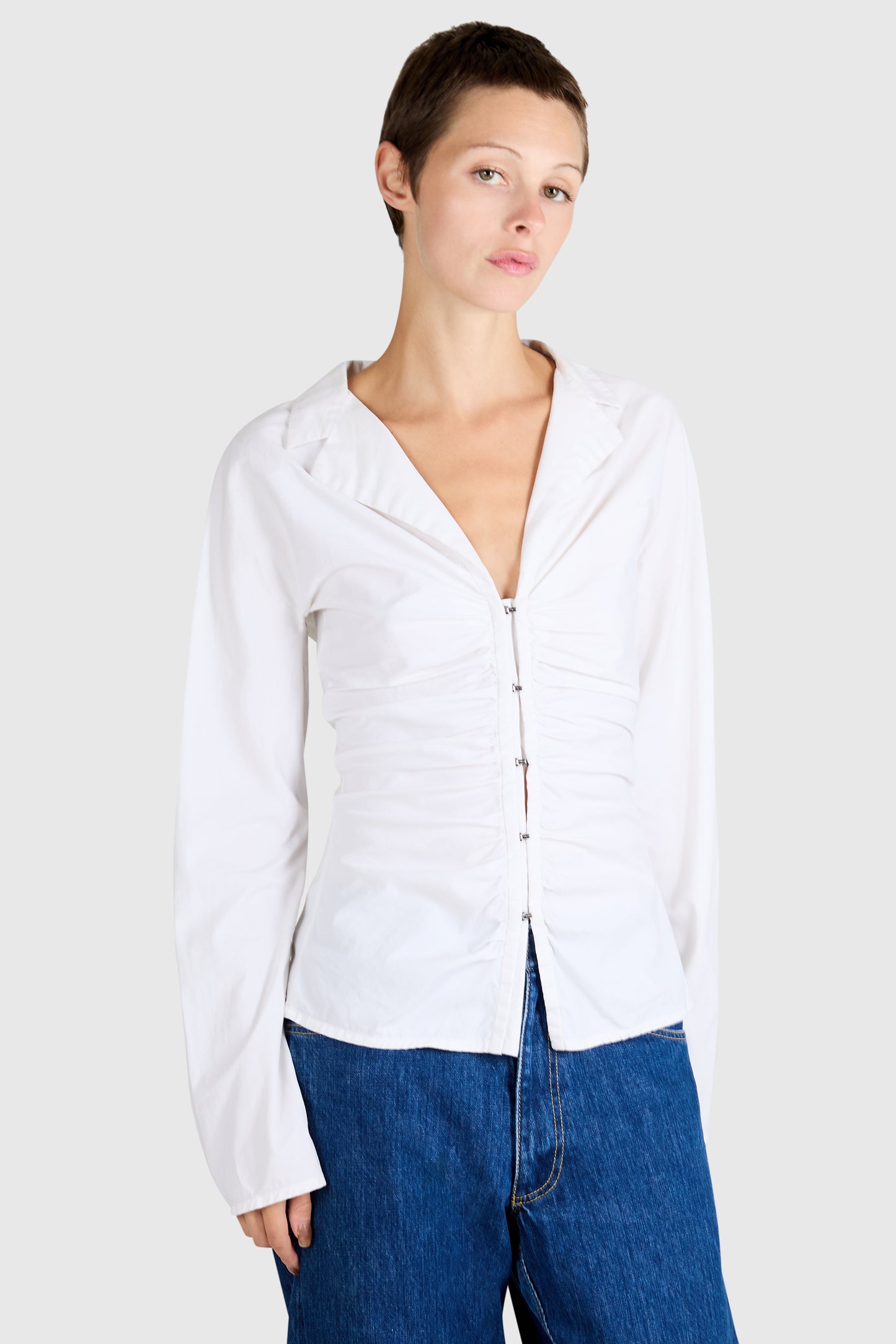 Vintage Gucci By Tom Ford S/S 2001 White Ruched Shirt