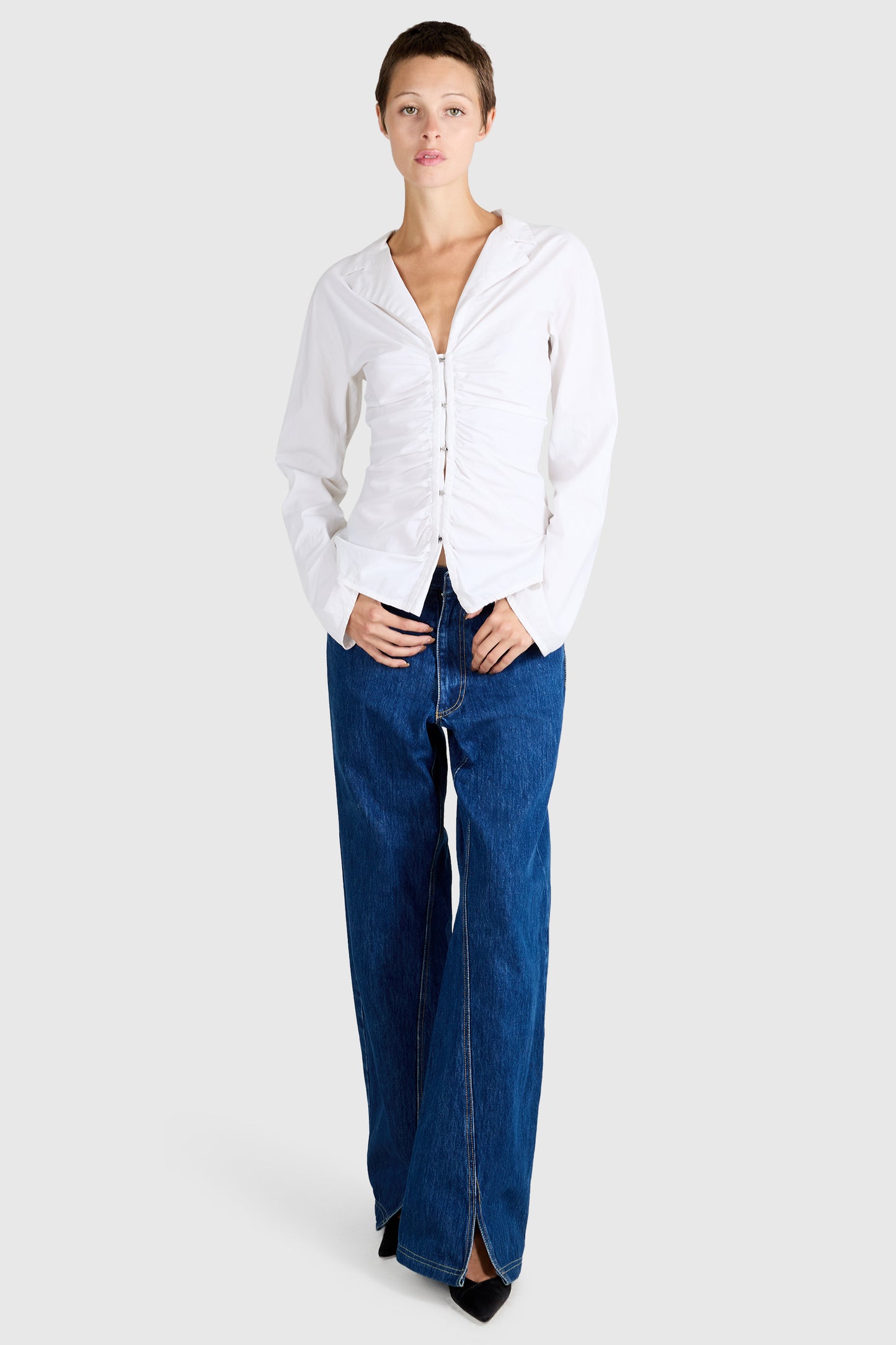 Vintage Gucci By Tom Ford S/S 2001 White Ruched Shirt