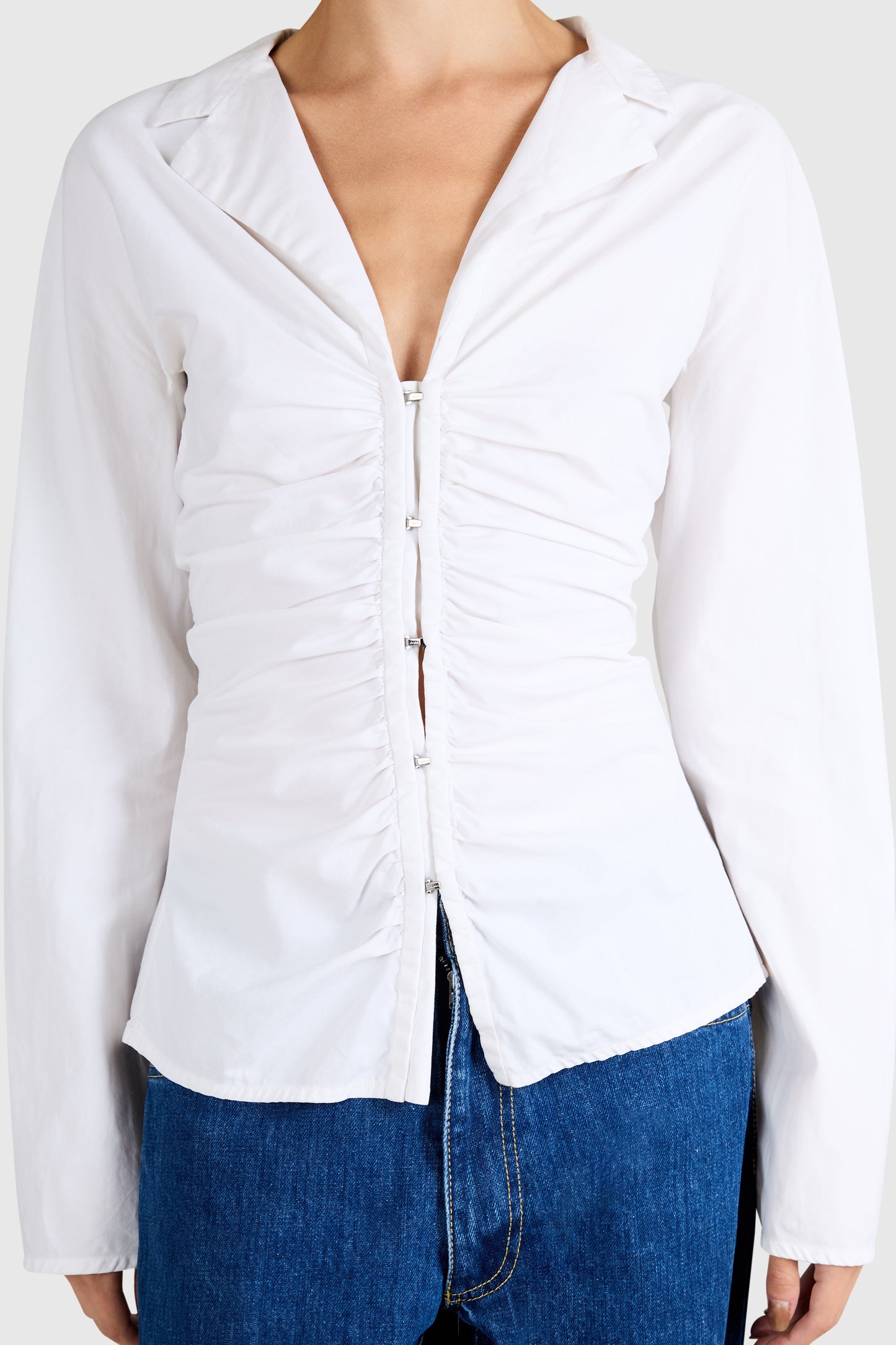 Vintage Gucci By Tom Ford S/S 2001 White Ruched Shirt