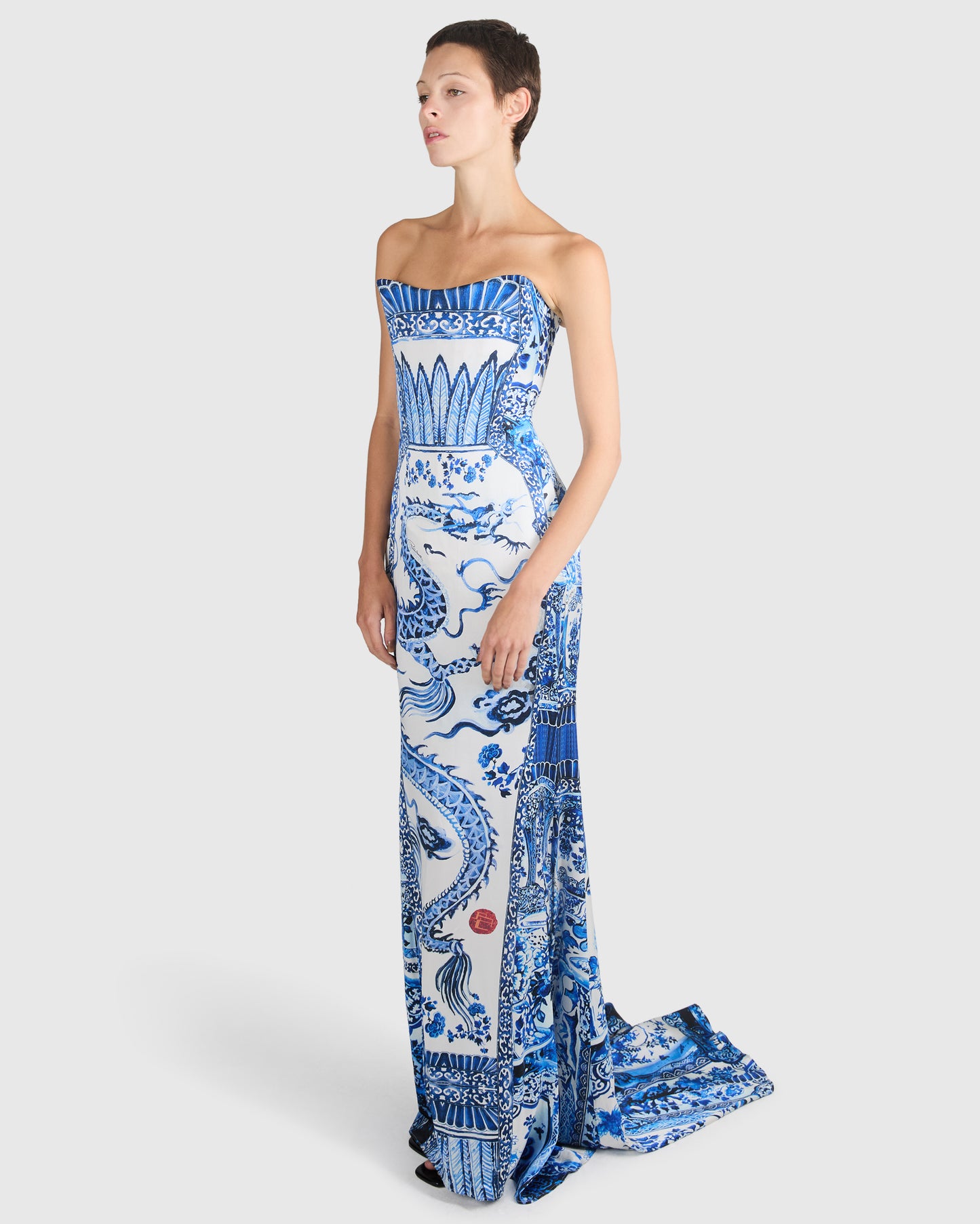 Roberto Cavalli F/W 2005-06 Ming Print Corset Gown