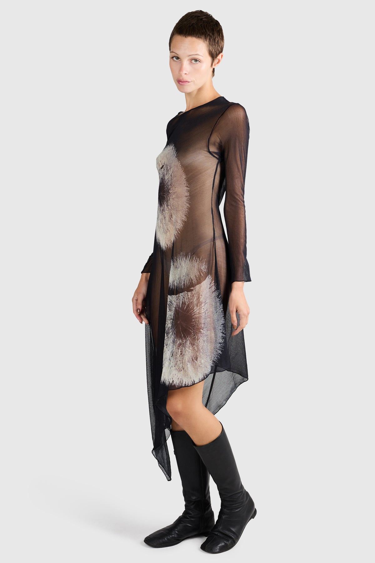 Vintage Yojhi Yamamoto S/S 2005 Black Mesh Dandelion Dress