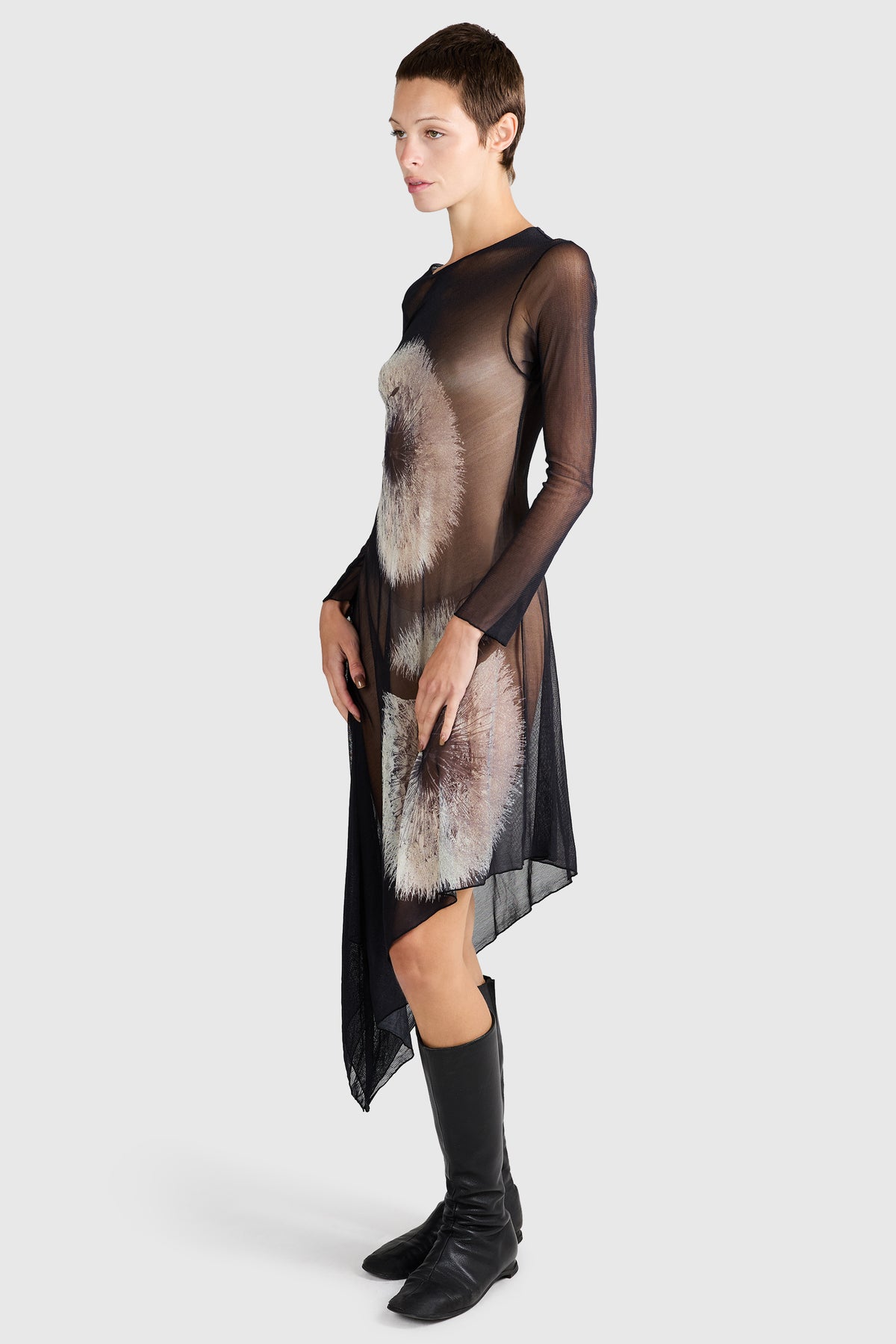Vintage Yojhi Yamamoto S/S 2005 Black Mesh Dandelion Dress