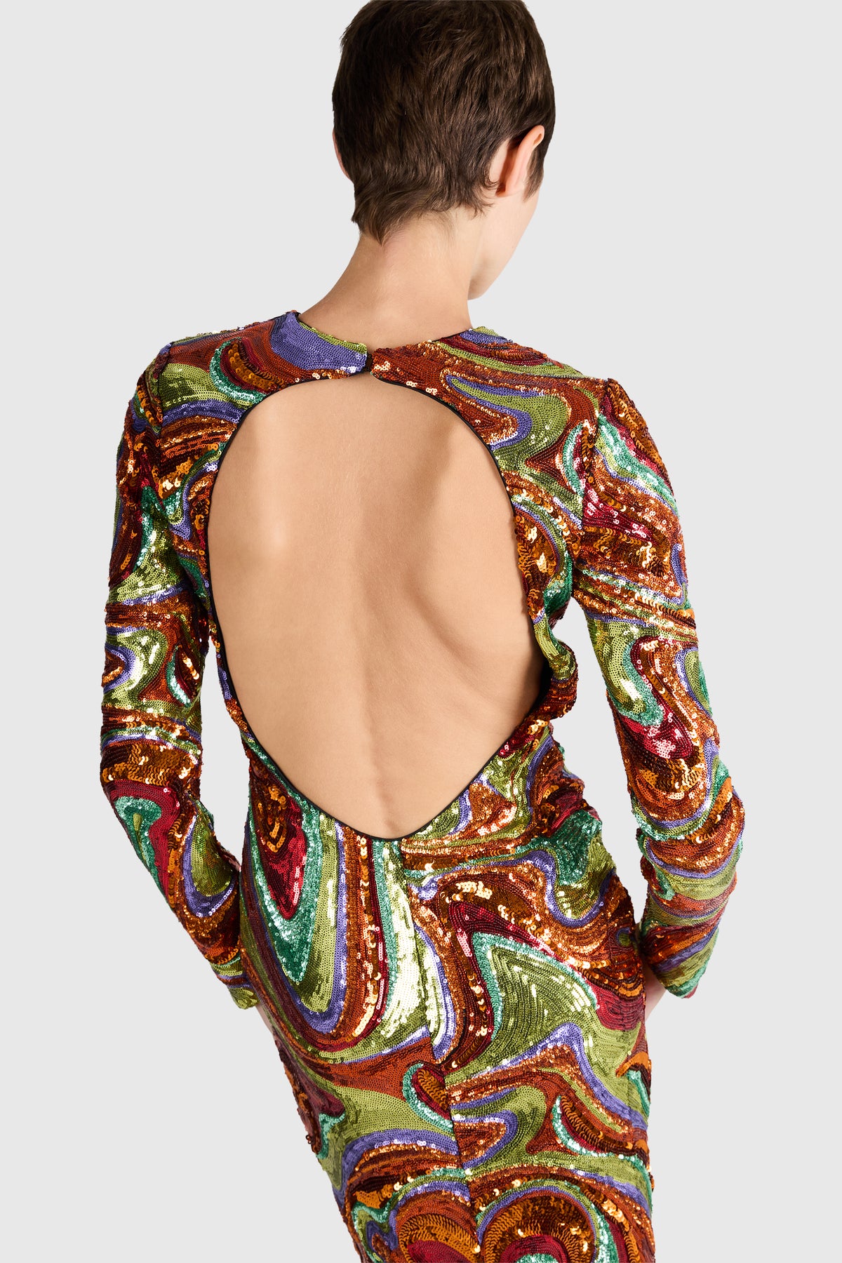 Halpern S/S 2022 Multi Wave Sequin Open Back Gown