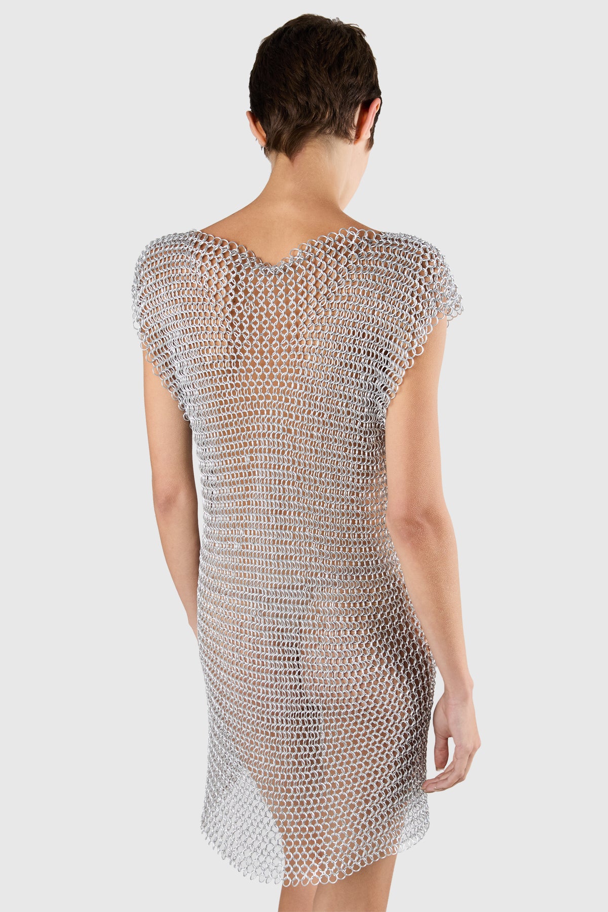 Vintage Chainmail Silver Mini Dress