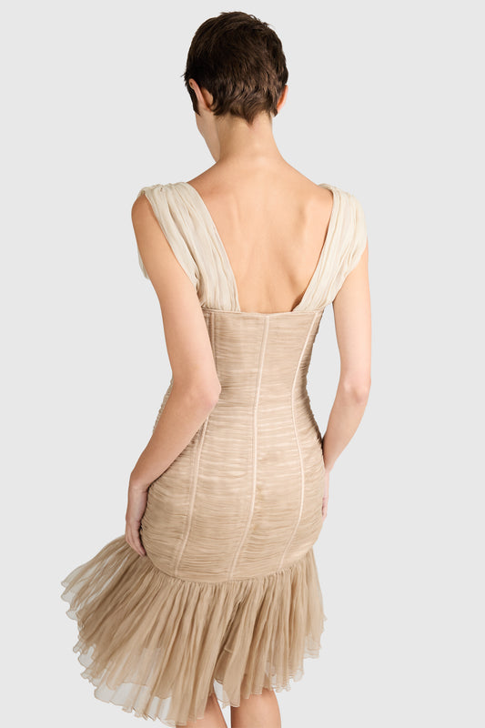 Vintage 2000's Escada Champagne Silk Crepe Dress