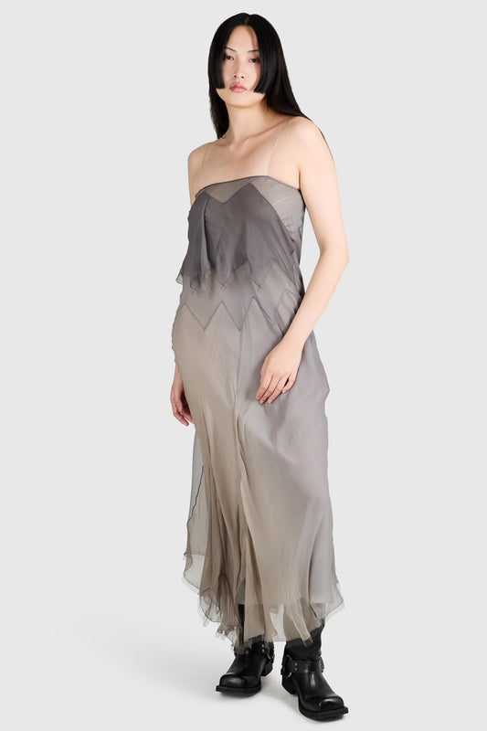 Vintage John Galliano Resort 2006 Ombre Grey Silk Gown