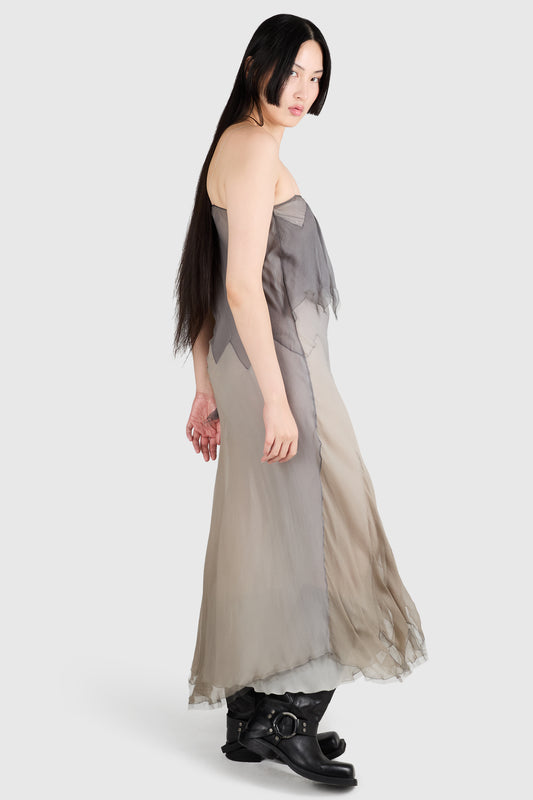 Vintage John Galliano Resort 2006 Ombre Grey Silk Gown