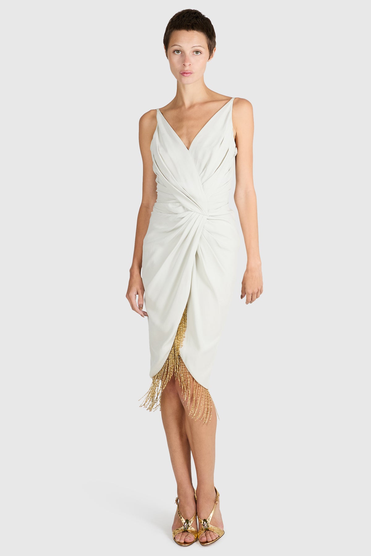 Vintage Christian Dior S/S 2008 Ivory Fringe Beaded Dress