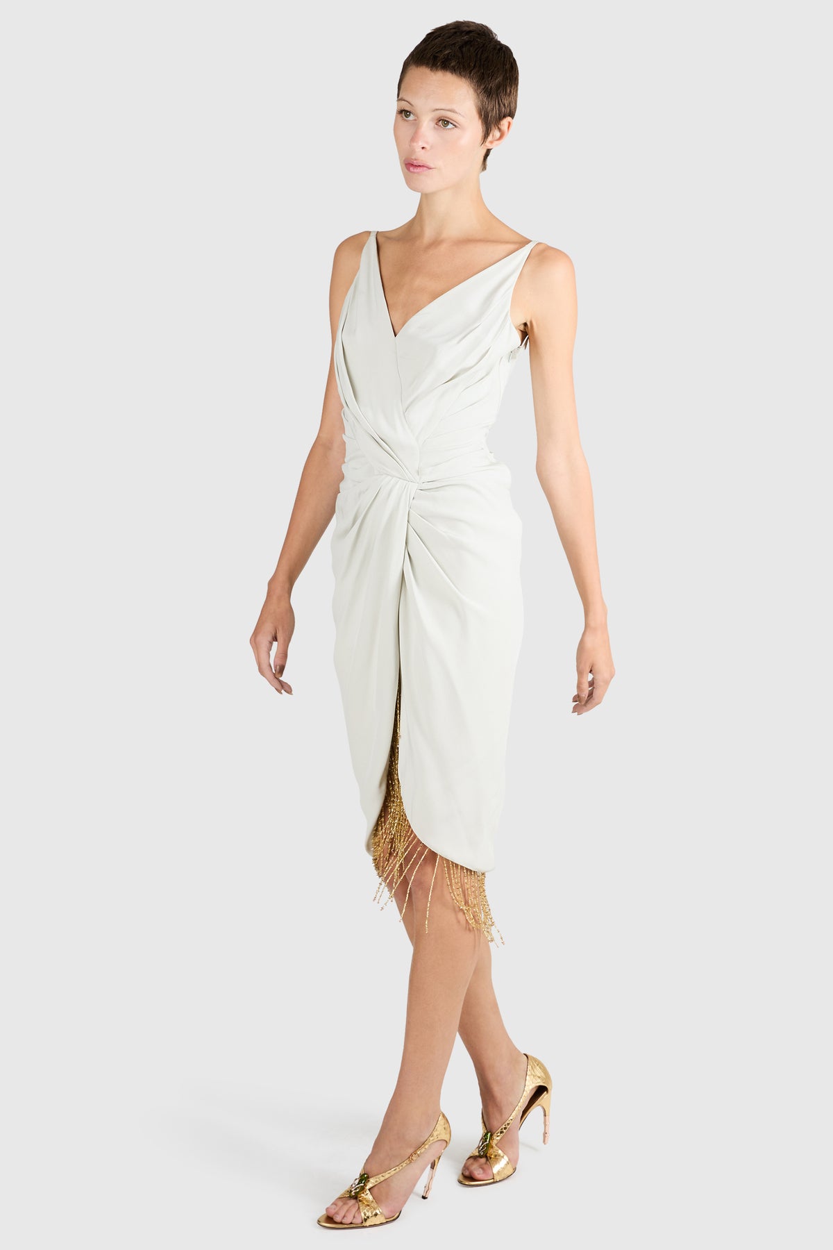 Vintage Christian Dior S/S 2008 Ivory Fringe Beaded Dress