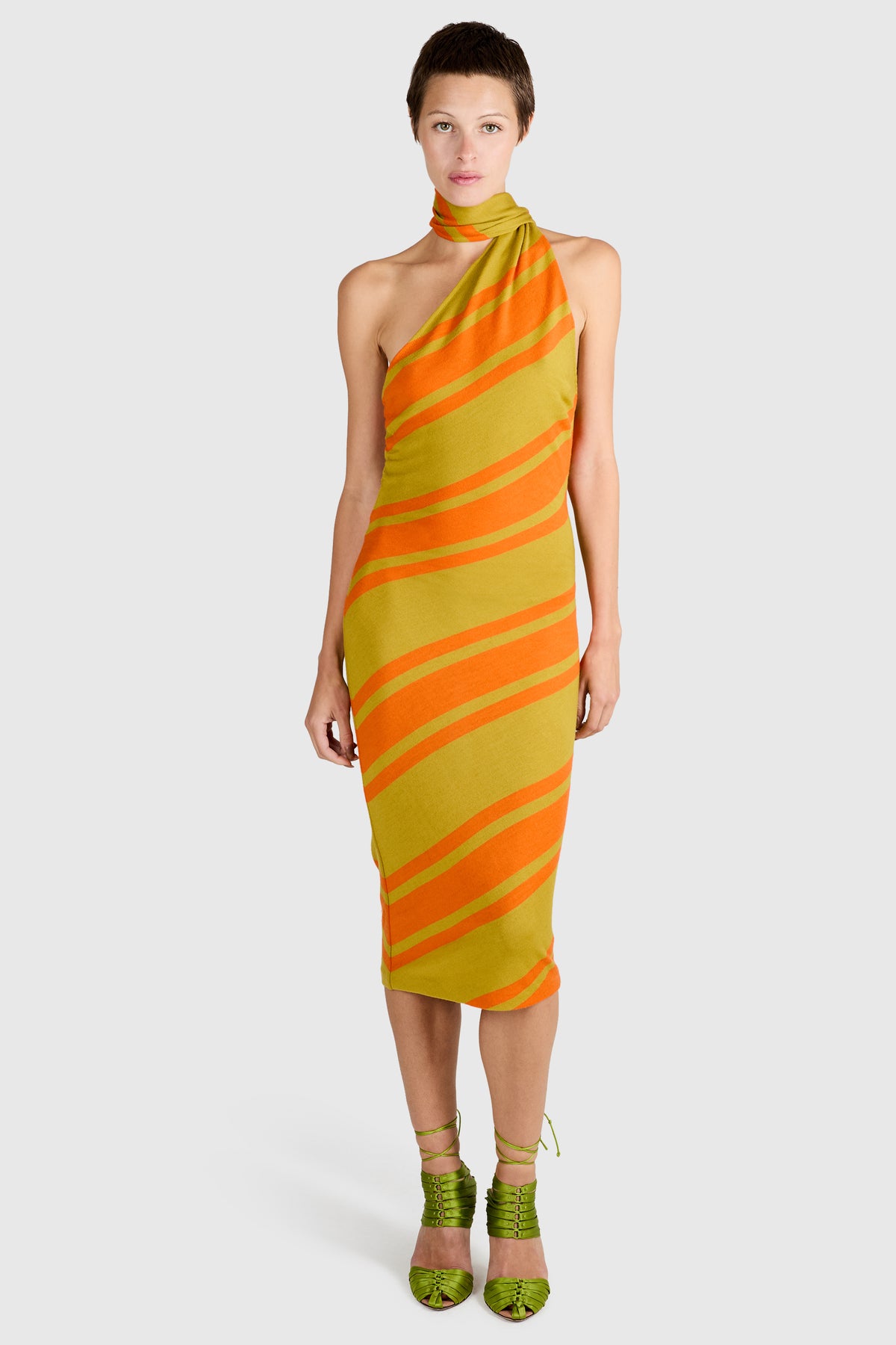 Vintage Alexander McQueen A/W 2001 Striped Knit Asymmetric Dress