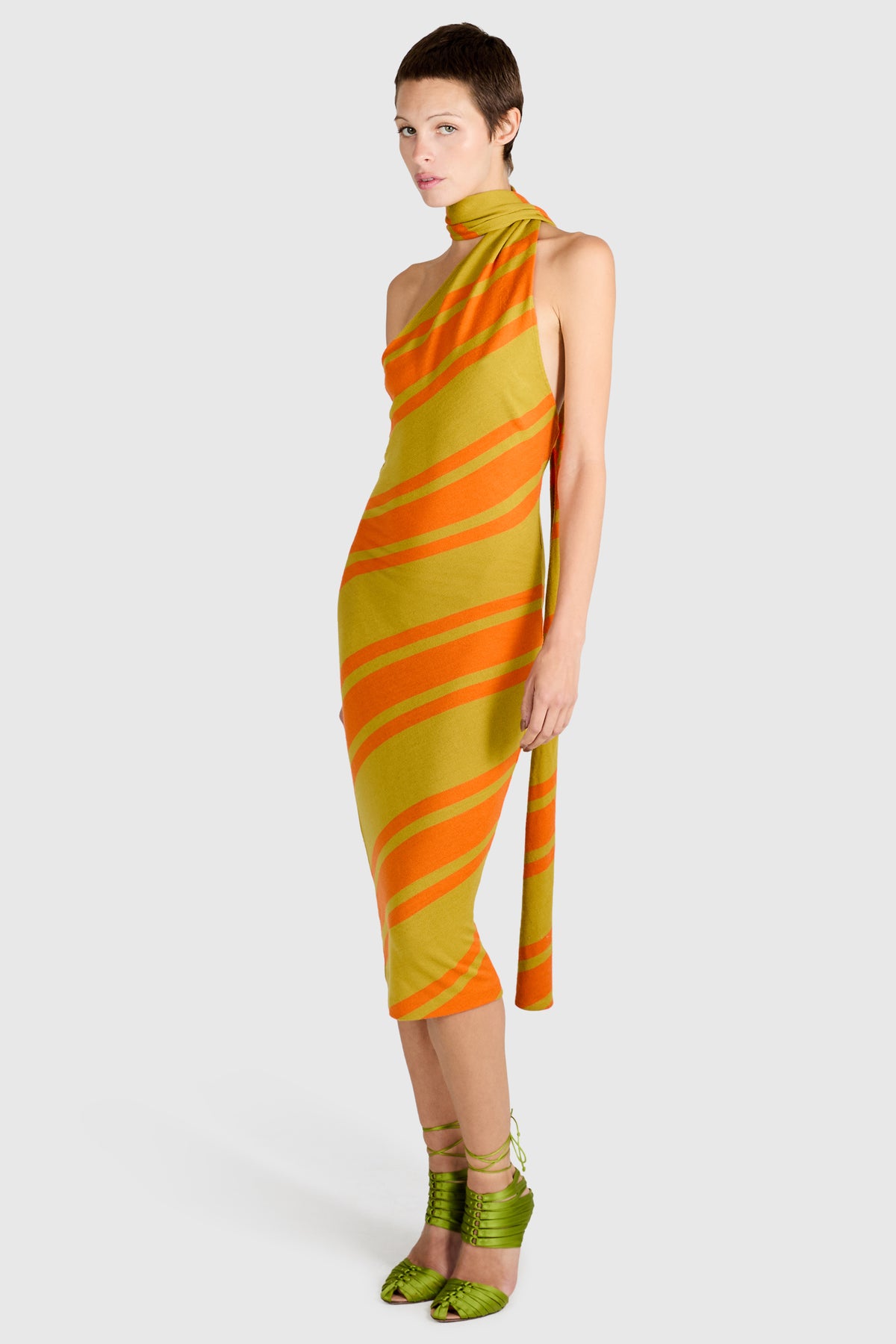 Vintage Alexander McQueen A/W 2001 Striped Knit Asymmetric Dress