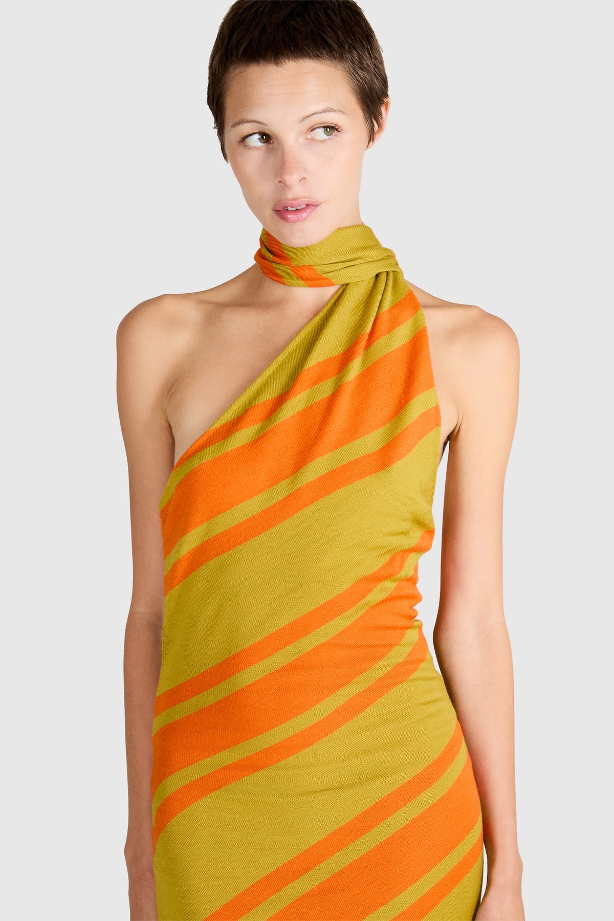 Vintage Alexander McQueen A/W 2001 Striped Knit Asymmetric Dress