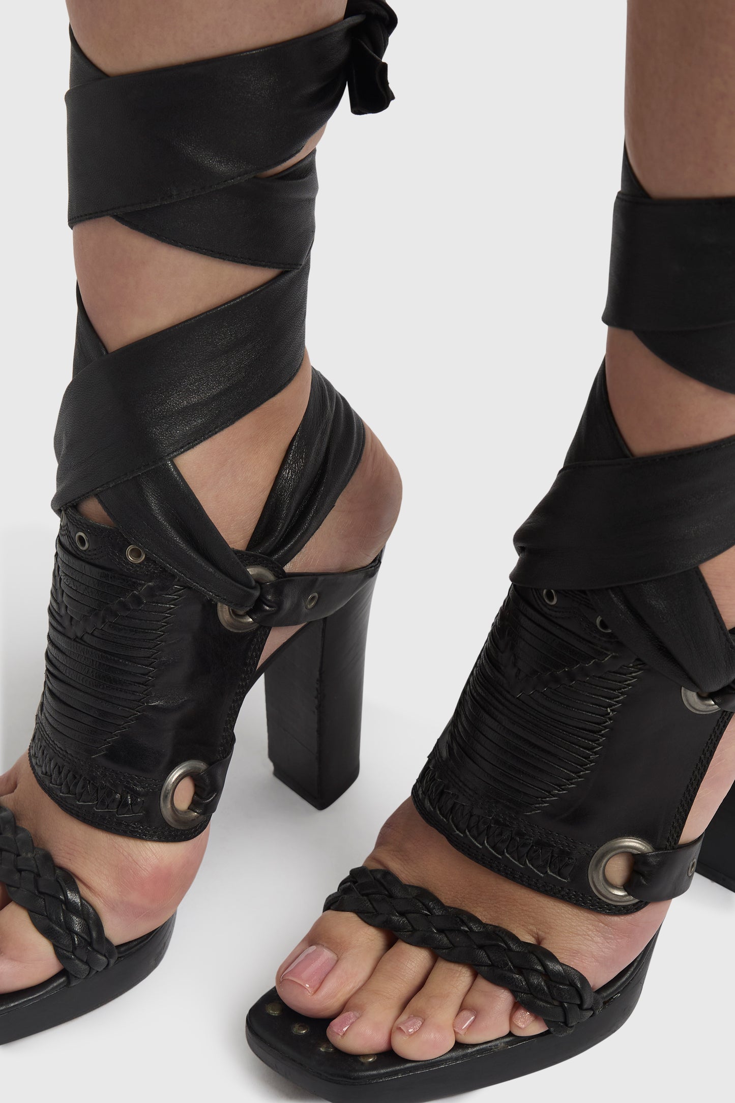 Vintage Yves Saint Laurent F/W 2001 Runway Leather Wrap Sandals