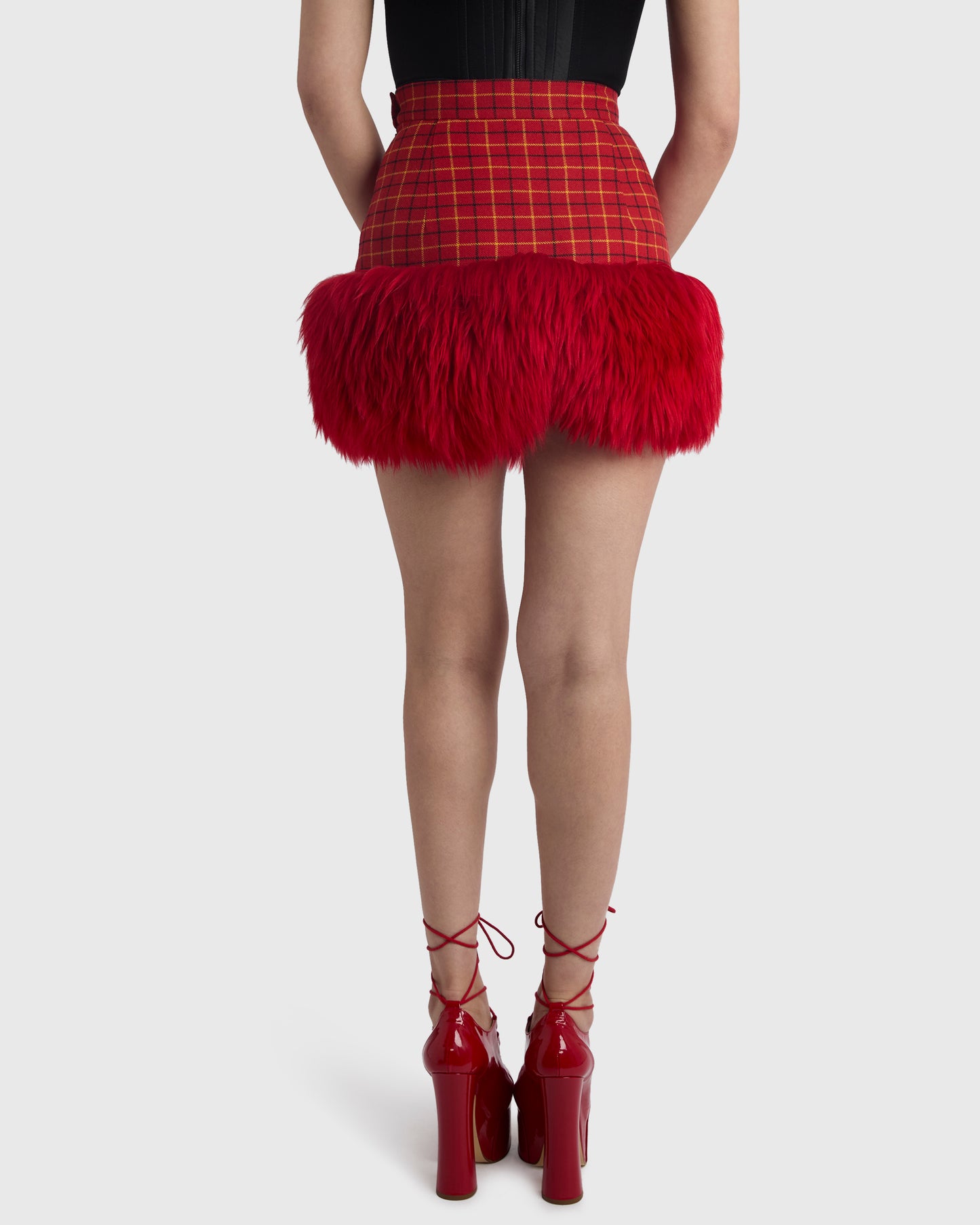 Vintage Vivienne Westwood A/W 1993 Red Tartan Fur Trim