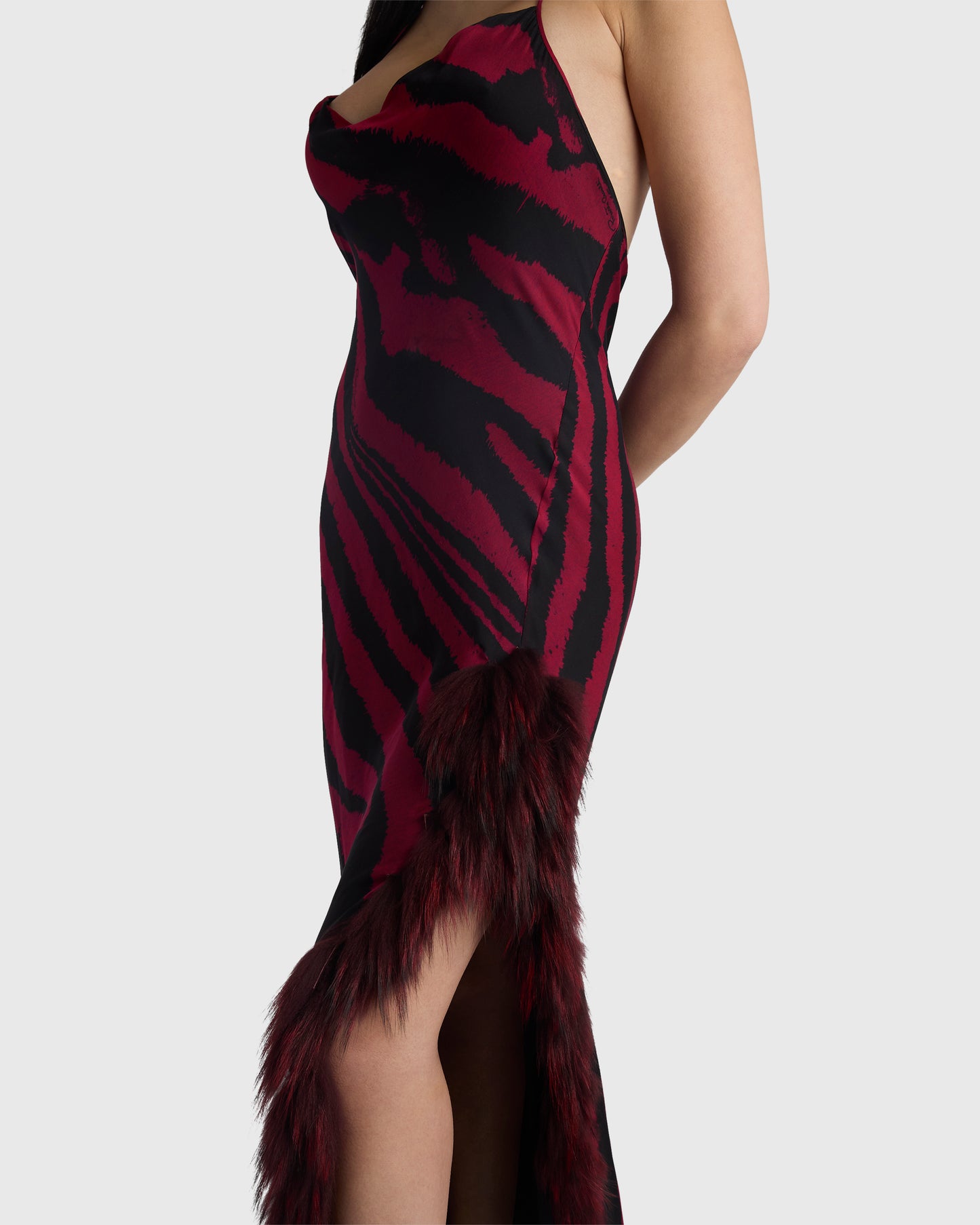 Rare Vintage Roberto Cavalli F/W 2000 Red & Black Tiger Maxi Gown