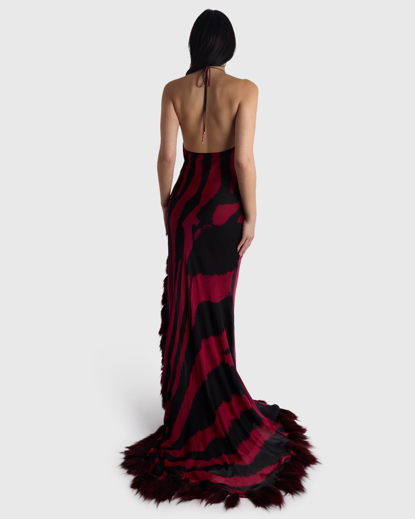 Rare Vintage Roberto Cavalli F/W 2000 Red & Black Tiger Maxi Gown