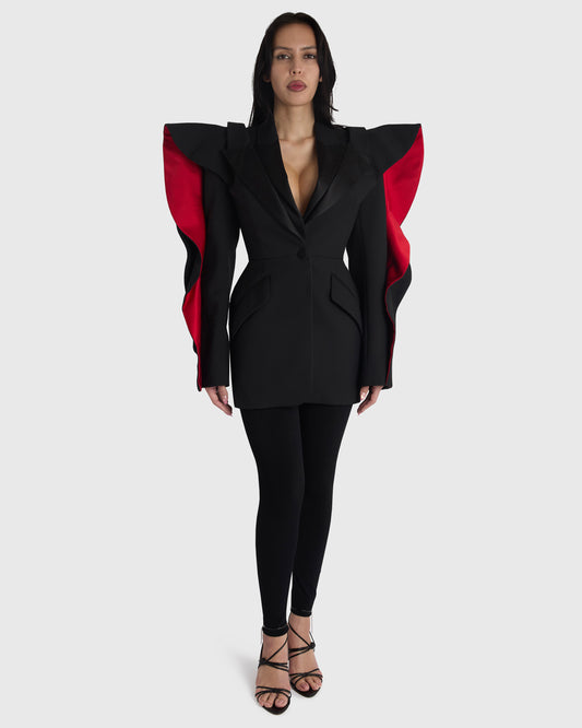 Alexander McQueen F/W 2020 Black Sculptural Sleeves Blazer