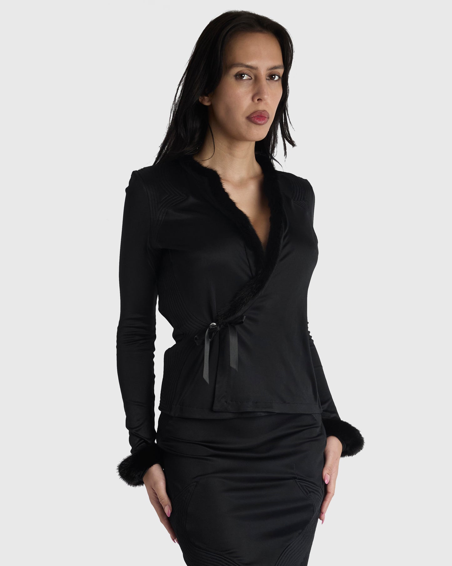 Vintage Yves Saint-Laurent Rive Gauche A/W 2004 Mink Trim Co ord Set