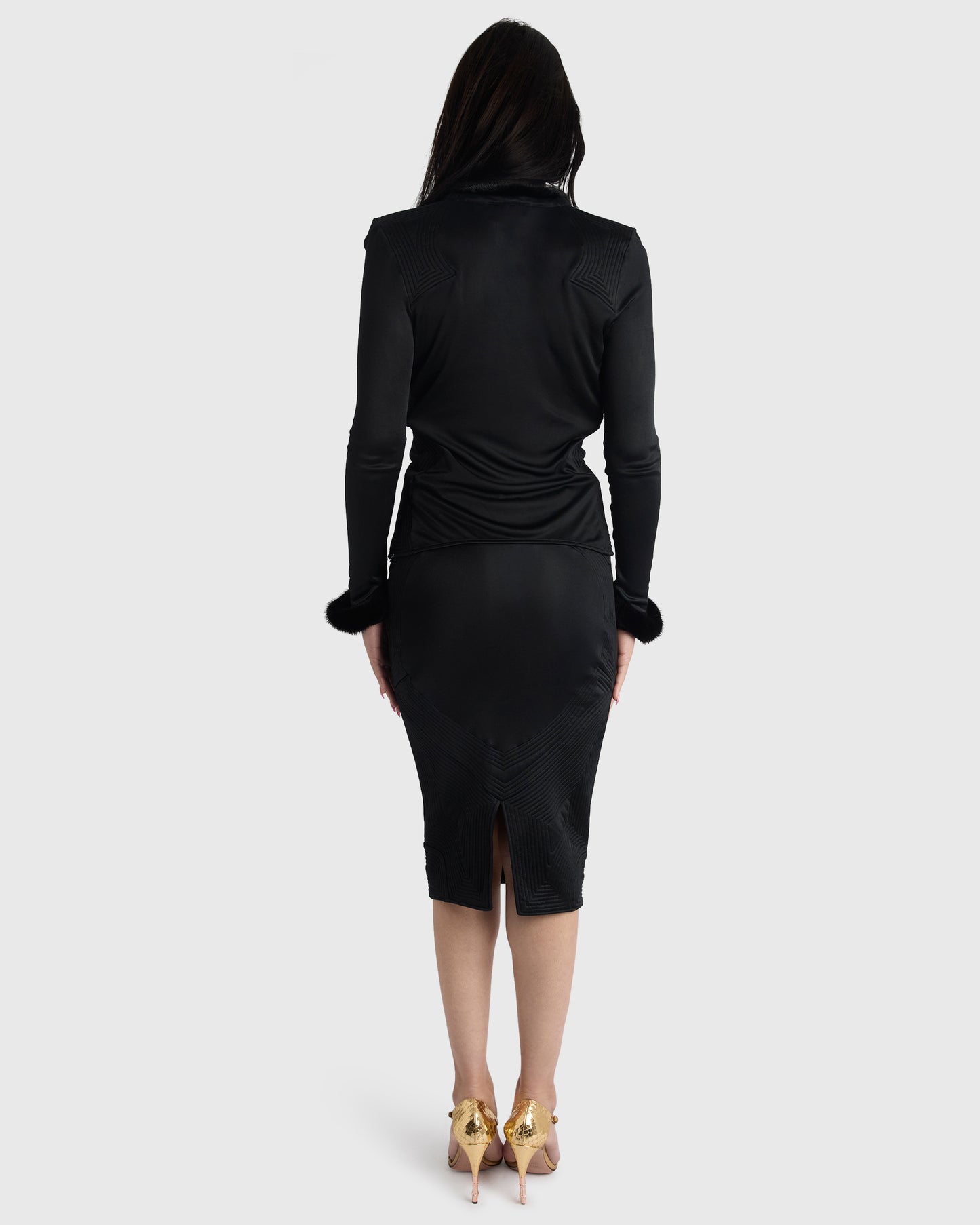 Vintage Yves Saint-Laurent Rive Gauche A/W 2004 Mink Trim Co ord Set