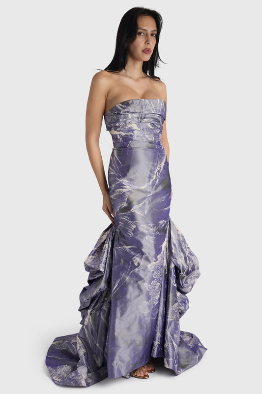 Oscar De La Renta A/W 2013-14 Chiné Taffeta Purple Evening Gown
