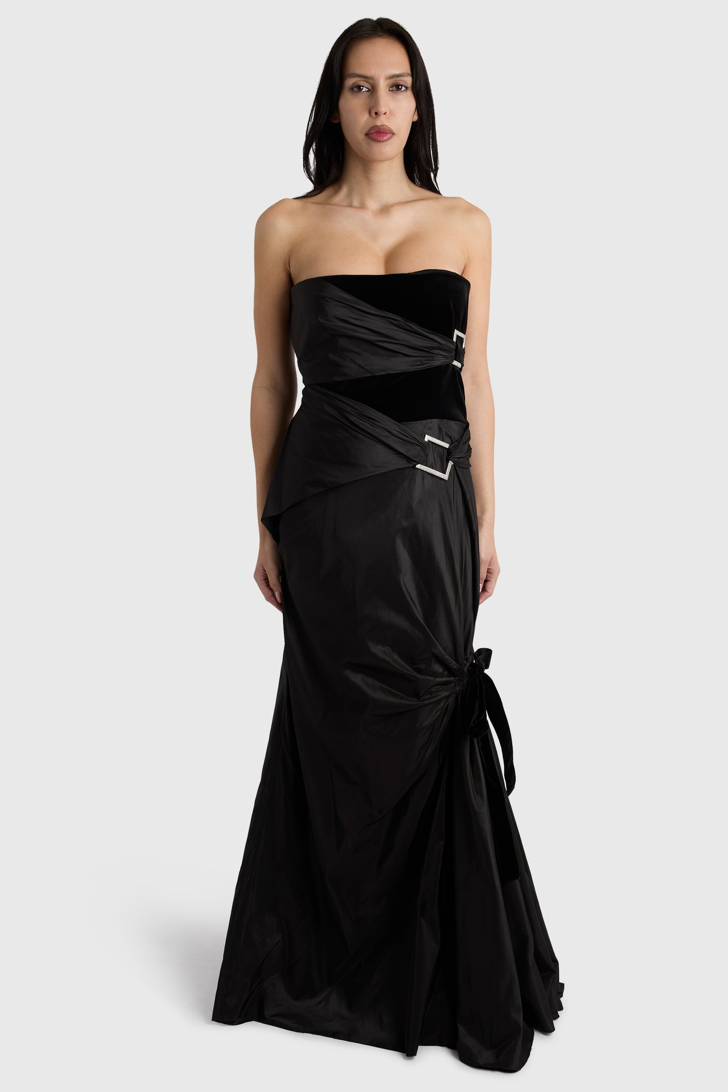 Vintage Valentino F/W 2007 Black Silk Strapless Gown