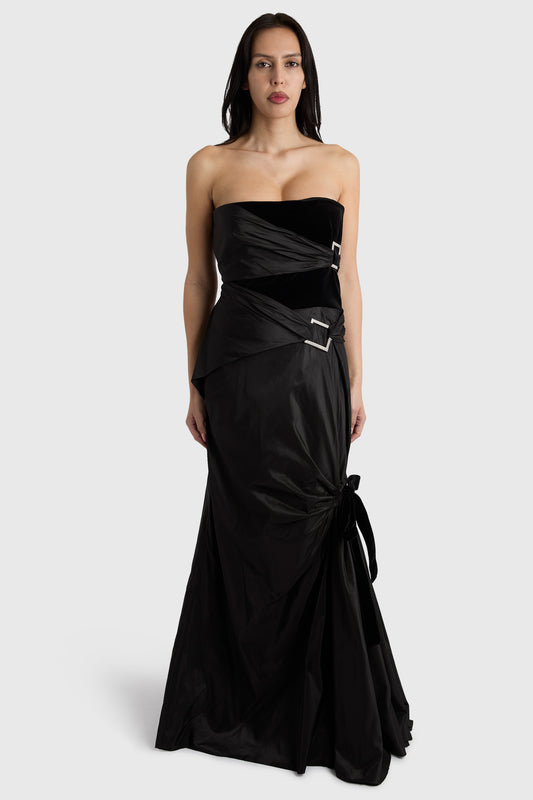 Vintage Valentino F/W 2007 Black Silk Strapless Gown
