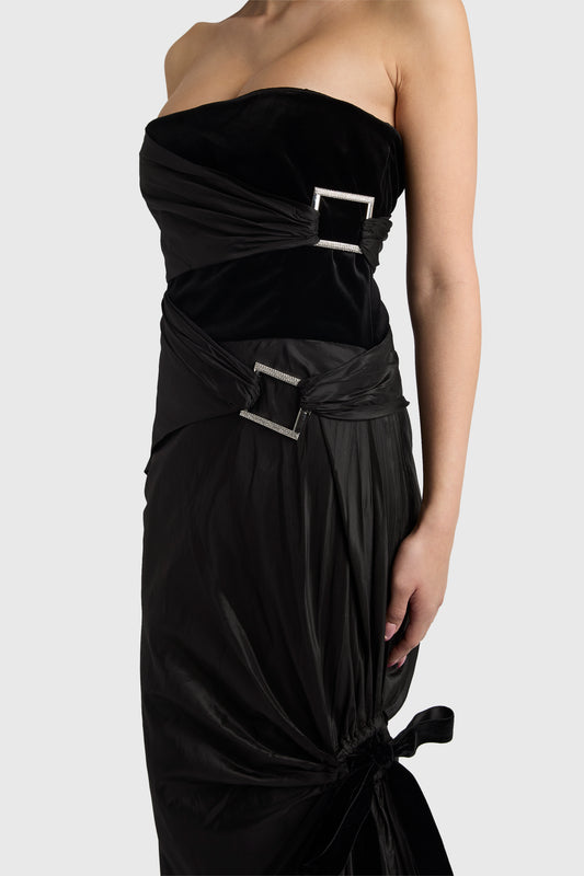 Vintage Valentino F/W 2007 Black Silk Strapless Gown