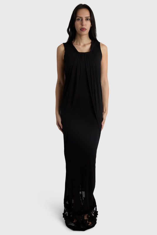 Vintage Balenciaga Pre-Fall 2009 Black Lace Hooded Gown