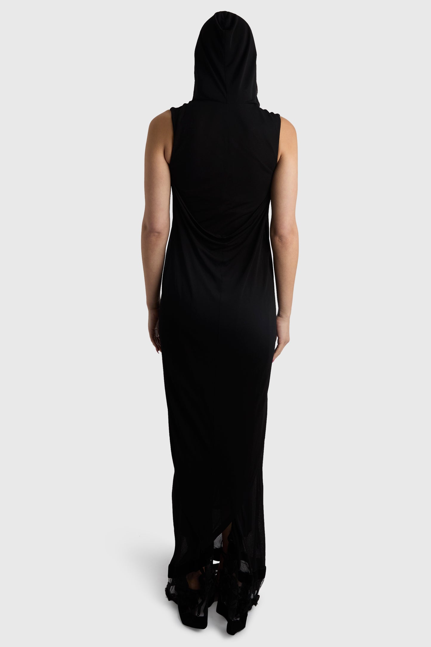 Vintage Balenciaga Pre-Fall 2009 Black Lace Hooded Gown