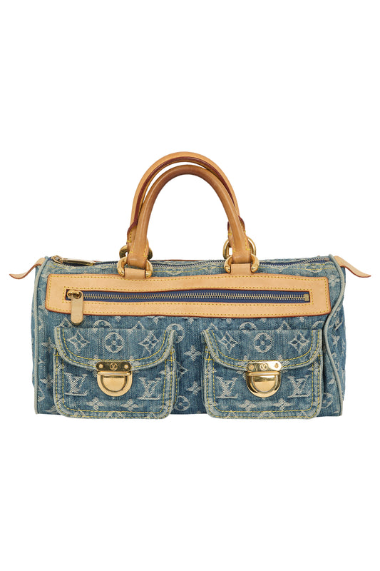 Vintage Louis Vuitton 2005 Blue denim Monogram Speedy Handbag