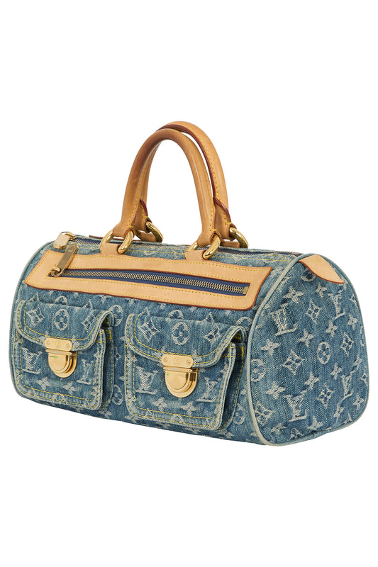 Vintage Louis Vuitton 2005 Blue denim Monogram Speedy Handbag