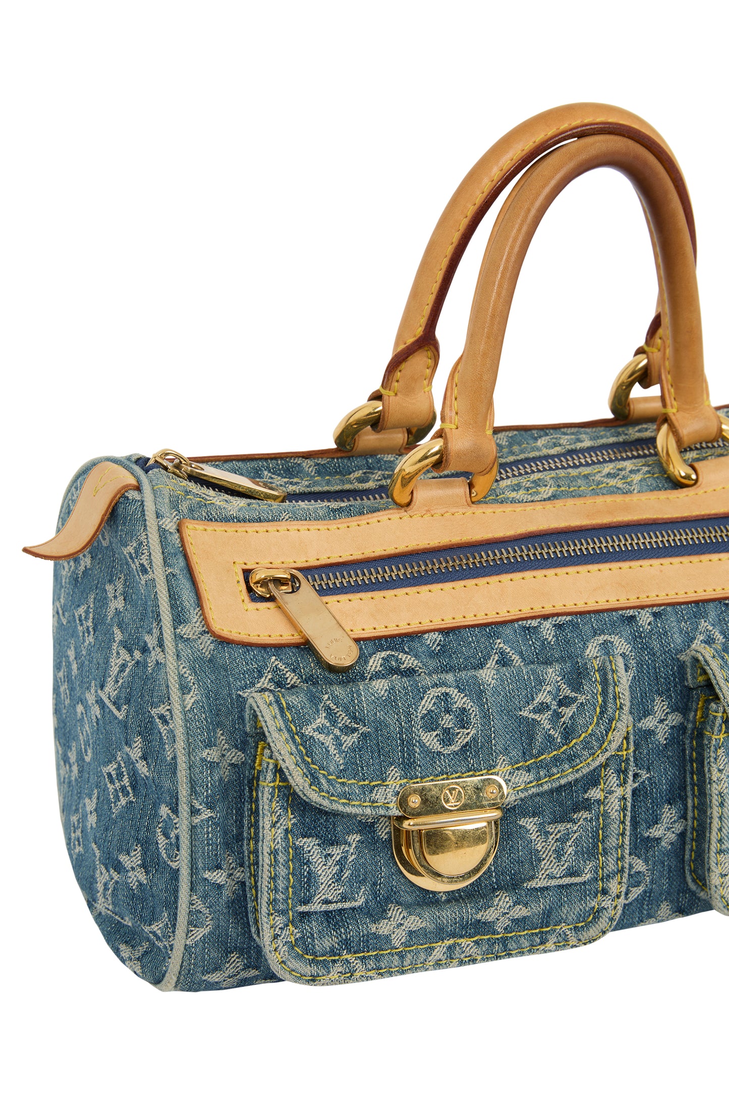 Vintage Louis Vuitton 2005 Blue denim Monogram Speedy Handbag