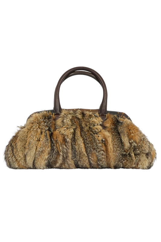 Vintage Gucci F/W 2003 Bamboo & Fox Fur Handbag