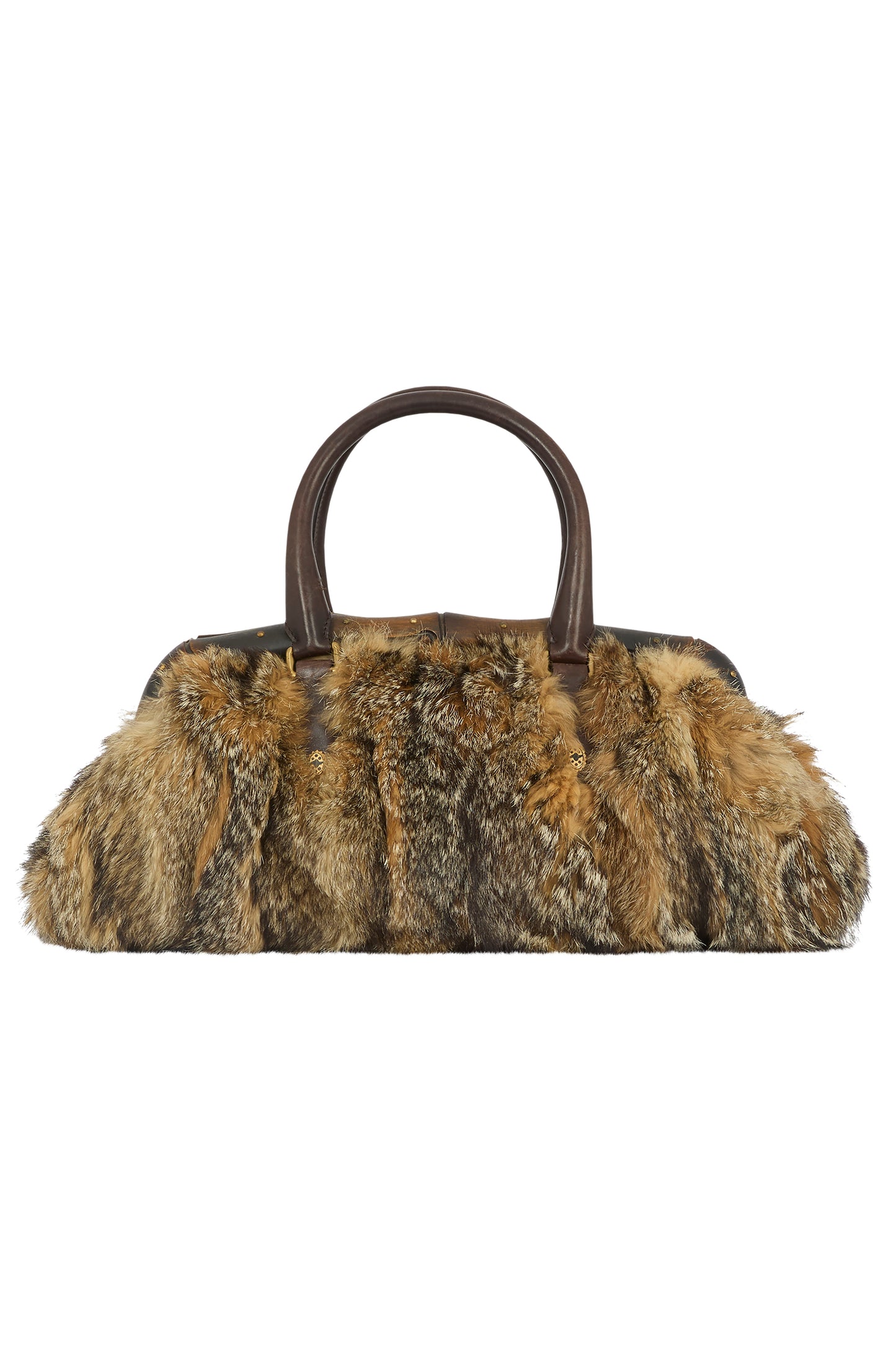 Vintage Gucci F/W 2003 Bamboo & Fox Fur Handbag