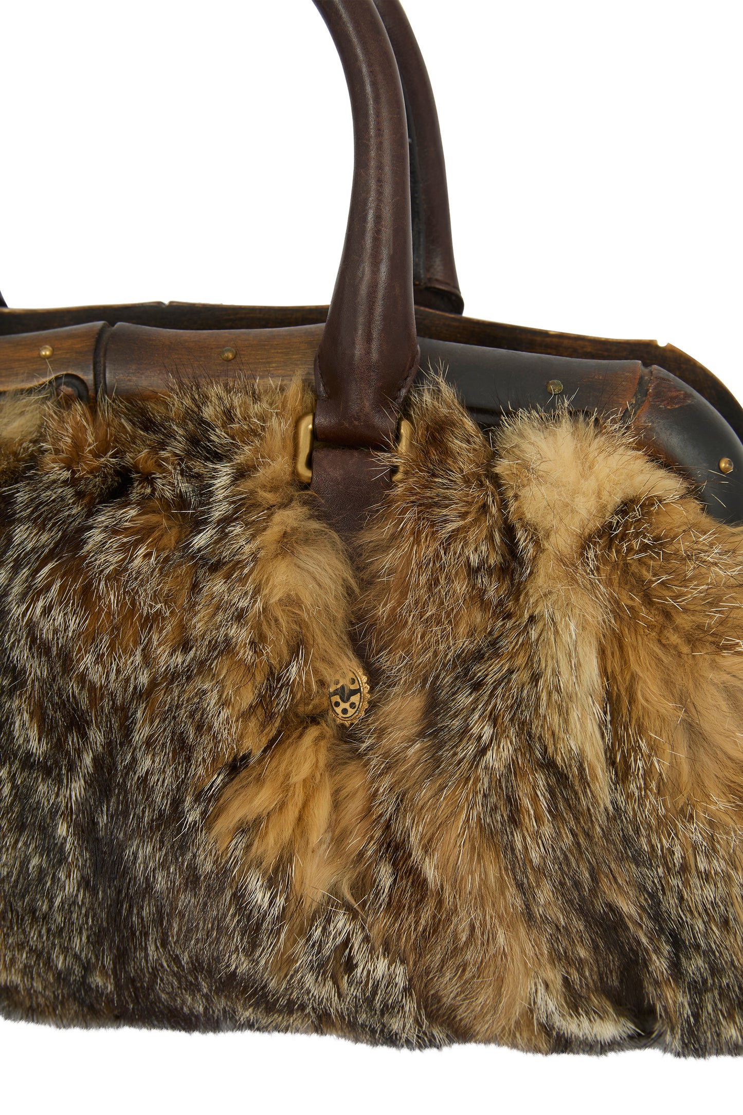 Vintage Gucci F/W 2003 Bamboo & Fox Fur Handbag