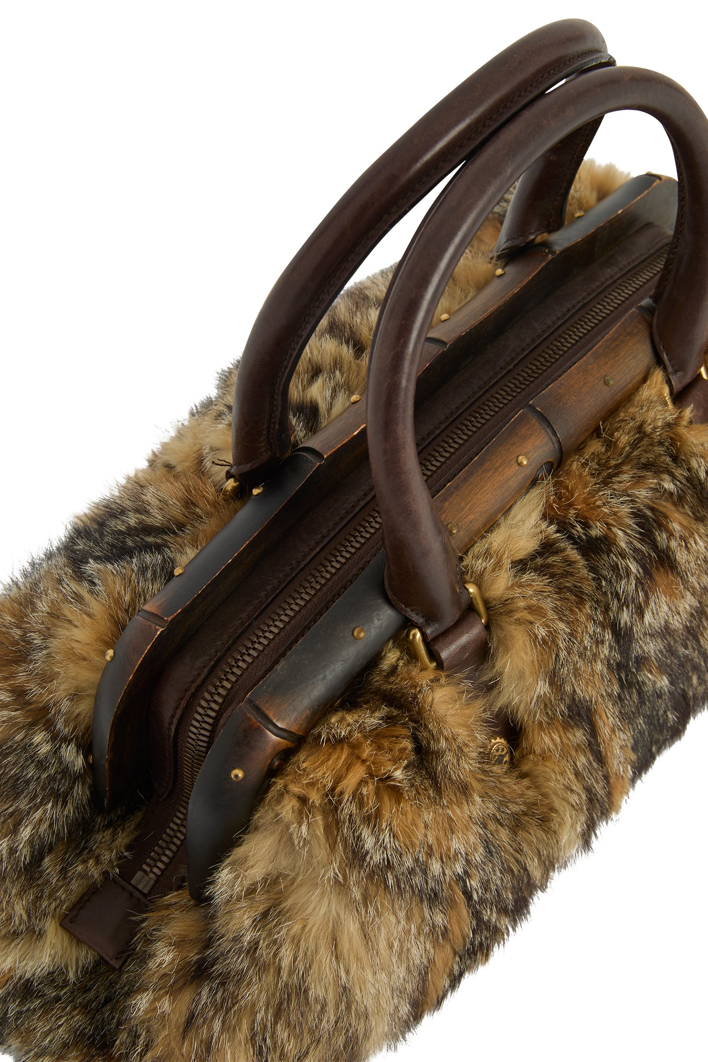 Vintage Gucci F/W 2003 Bamboo & Fox Fur Handbag